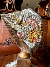 Antique 1920s Cloche Hat Silk Satin LOVELY COLORS Embroidery NICE / WATCH VIDEO