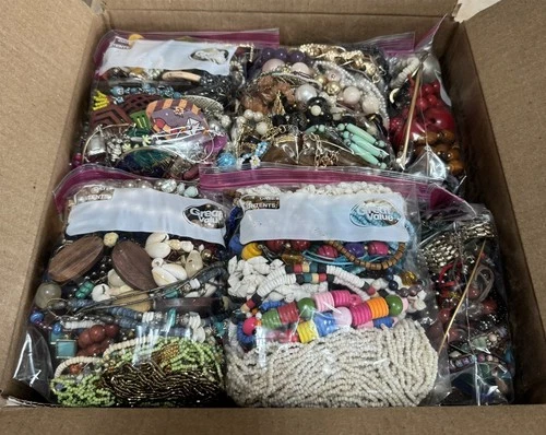 21lbs+ Lot of Vintage to Now WEARABLE Mixed Costume Jewelry Box Bulk Resale #4!