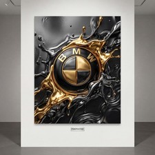 BMW M, Luxus Logo Fahrzeug Kunst, Gold Leinwand, Acrylglas Wandbild Modern