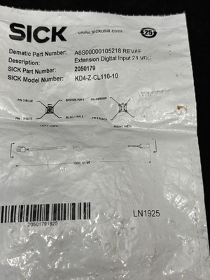 SICK KD4-Z-CL110-10 Digital Input Extension Cable 24V DC SPST Unshielded