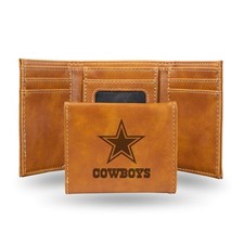 Durable NFL Team Logo Tri Fold Brown Wallet 3.25 x 4 Inches Multiple Slots