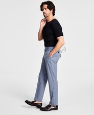 Tommy Hilfiger Men's Modern Fit TH Flex Stretch Plaid Dress Pants Navy 32x30