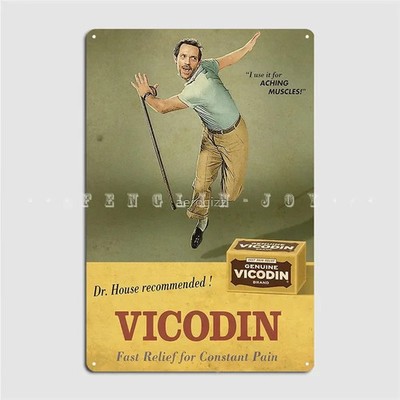 Dr. House Vicodin Recommended Tin Metal Signs Home Décor 8x12 Plates Pub Garage 