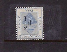 Orange Free State 1896 SG 69 ½d on 3d Ultramarine (I think). Mint Hinged. MH.