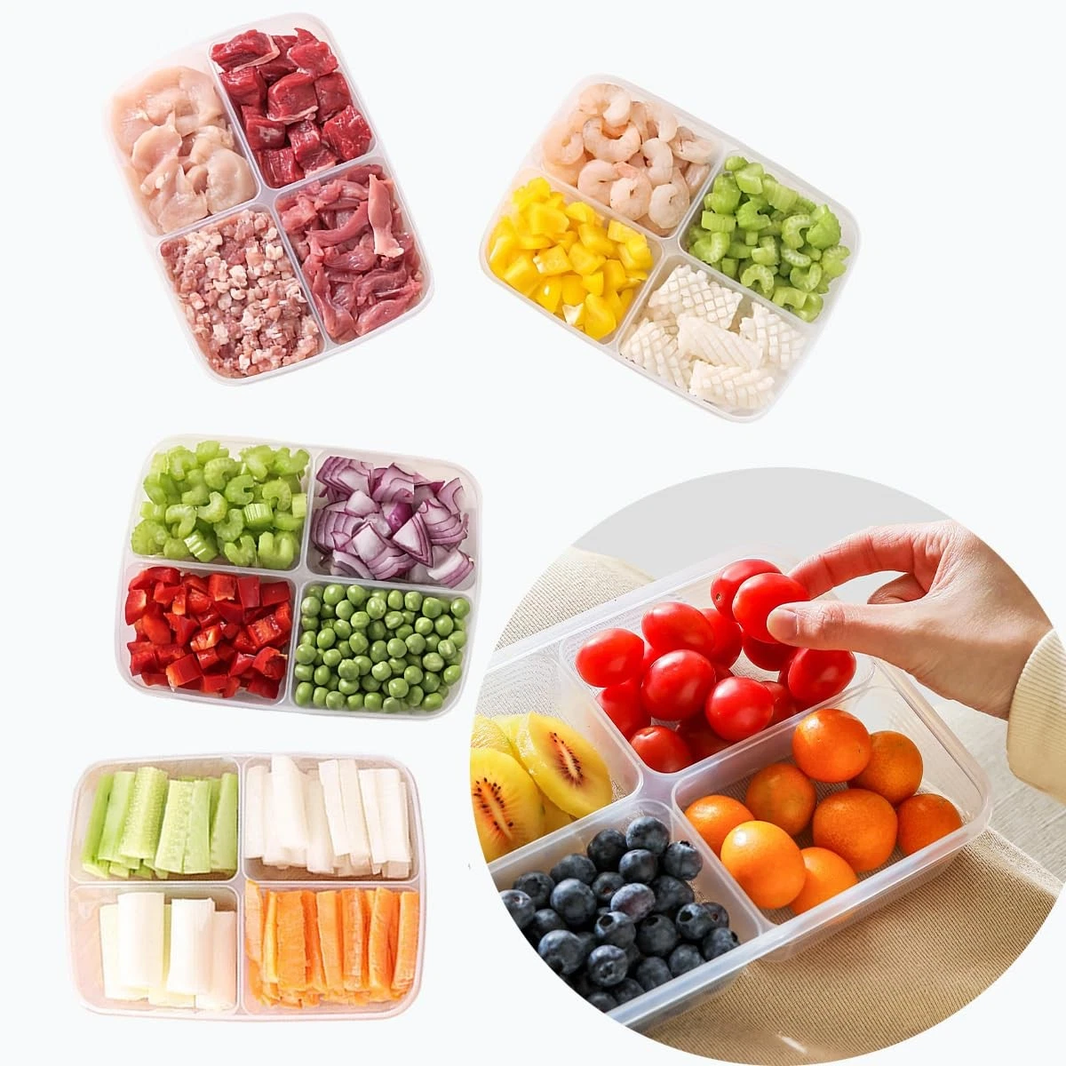 4 Pcs Reusable Food Storage Containers with Lids, Meal Prep Lunch Boxes Food ...