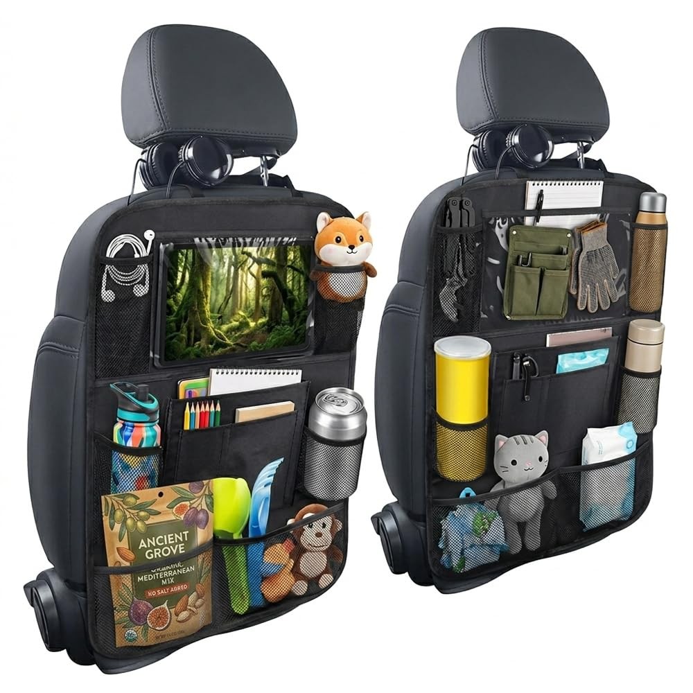 Kardne 2Pcs Kids Car Back Seat Organiser Anti Kick Protectors Waterproof Toy