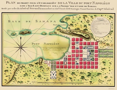 Historic Map - Port Napoleon Dominican Republic - Bron 1807 - Vintage Wall Art