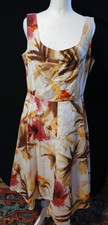 Talbots Sleeveless Tropical Print Fit & Flare Stretch Dress  Size 10