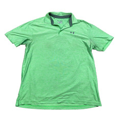 Under Armour Polo Shirt Men XL Green Loose Fit Heat Gear Performance STAINS