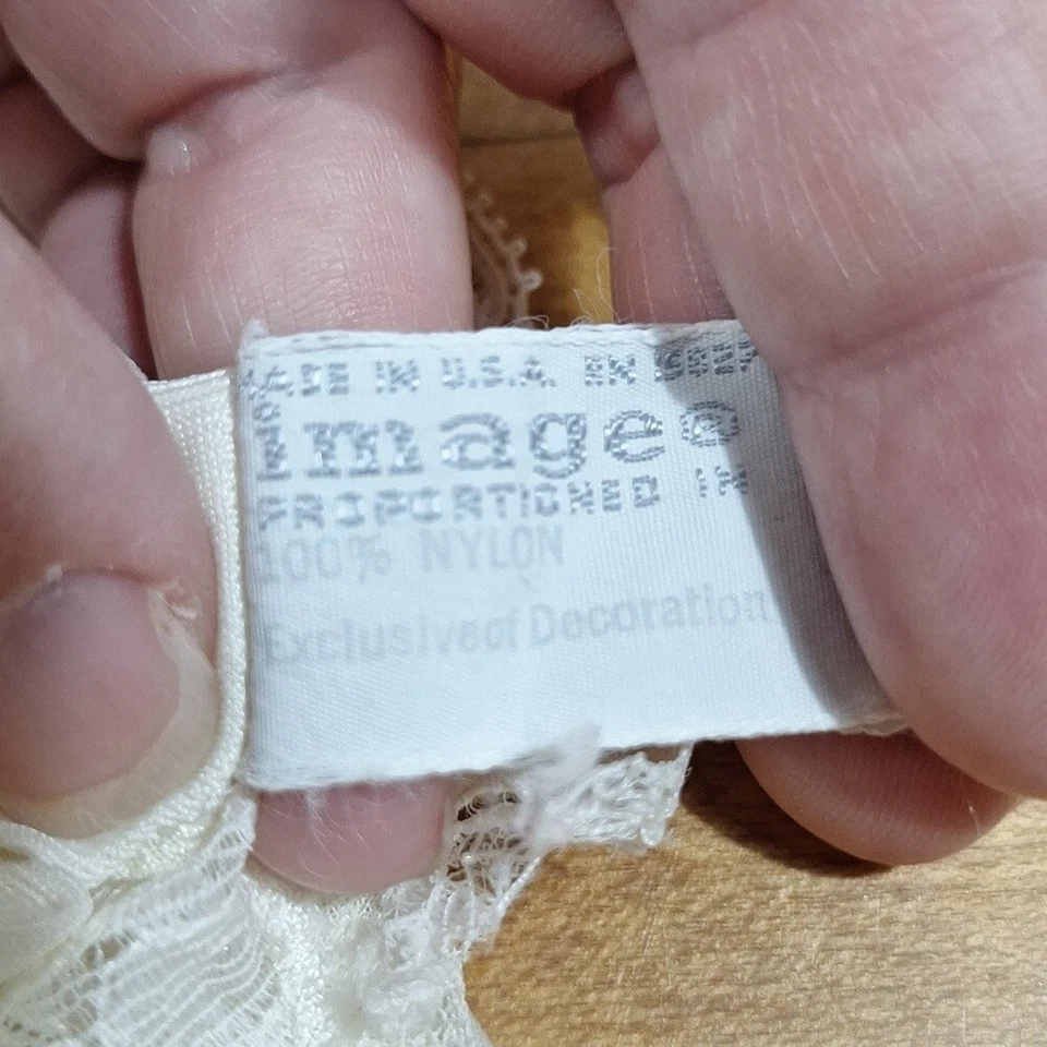Elegante Camisón Vintage Blanco Borde de Encaje Slip Hecho en EE. UU. Años 70 XS a Pequeño COMO ESTÁ Foto 3 de 4