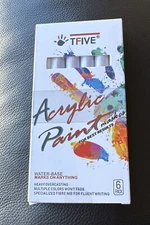 White Marker Paint Pens - 6 Pack Acrylic Permanent Fine Tip