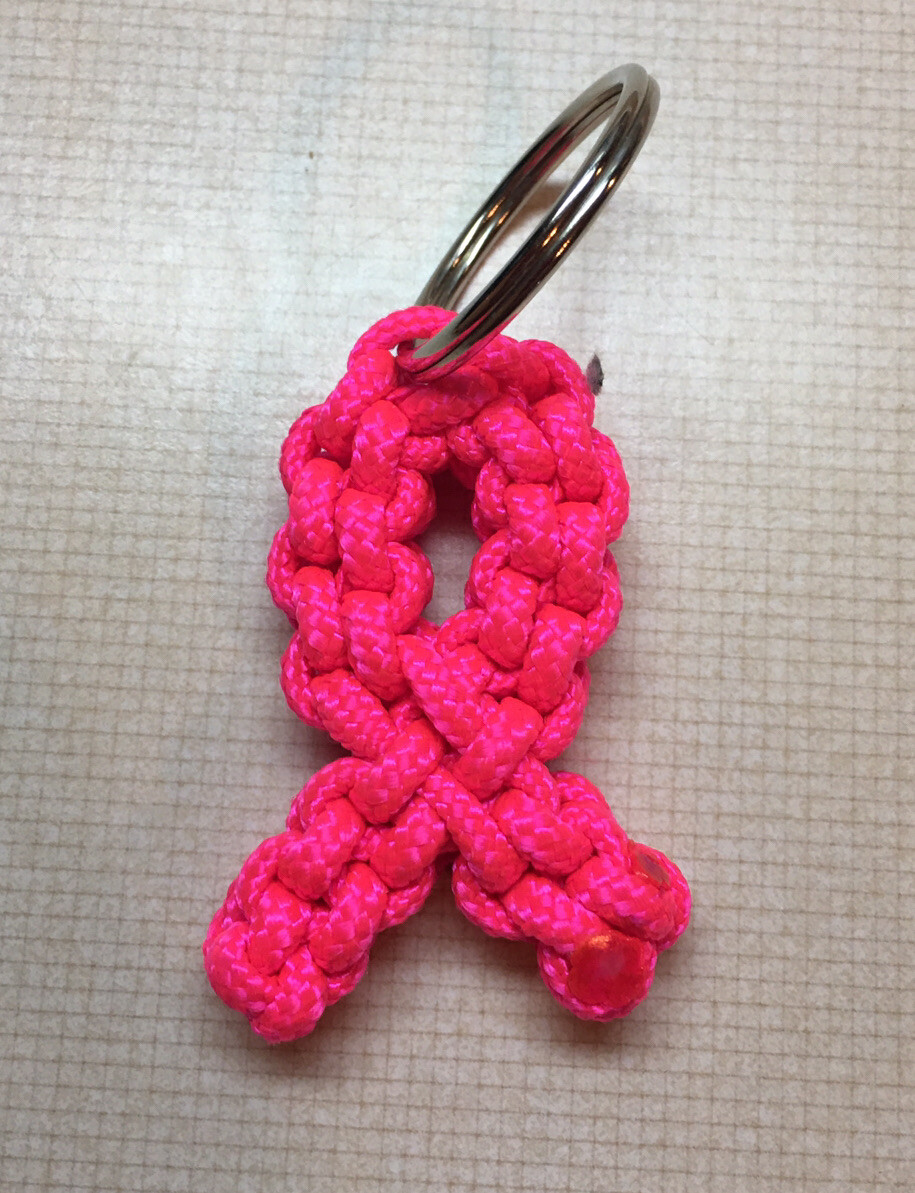 Porte-clés Ruban De Sensibilisation Paracord – Camo Rose, Fait Main (États-Unis)