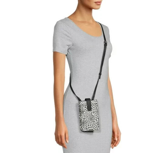 No Boundaries Women's Square Phone Crossbody, Checker Black NEW - Picture 3 of 7