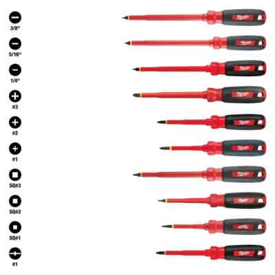 10 Piece 1000V Insulated Screwdriver Set Dual Layer Electrical Tool with Case