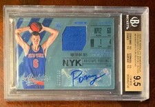 Kristaps Porzingis 2015-16 Absolute Frequent Flyer Auto Jersey RC 21/149 BGS 9.5