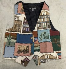 Vintage Nadia Embroidered WESTERN USA Tapestry Women's LG Grandmacore Vest NEW