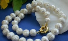 Natural 10-11MM White Baroque Cultured Pearl Necklace 20 inches
