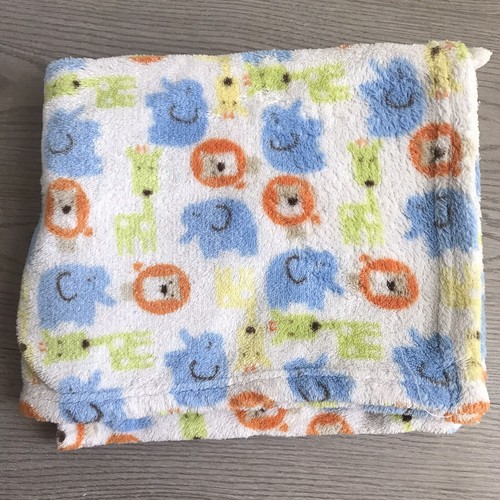 Baby Starters Blanket Animal Lovey Blue Elephant Orange Lion Yellow