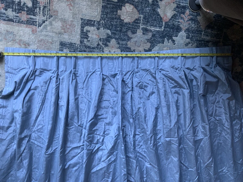 "PAR de paneles de cortina de satén forrados pesados 48 X 80"" forrados con peso pellizco-pliegue" Foto 3 de 4