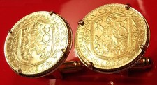 1937 Gold Dukat Czech Lion w/ Slovak Shield Czechoslovakia Coin Cufflinks + Box!
