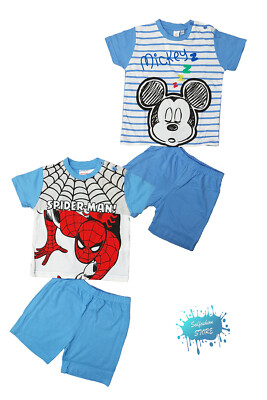 Disney Kurzes Baby Pyjama 100% Baumwolle Mickey Spiderman