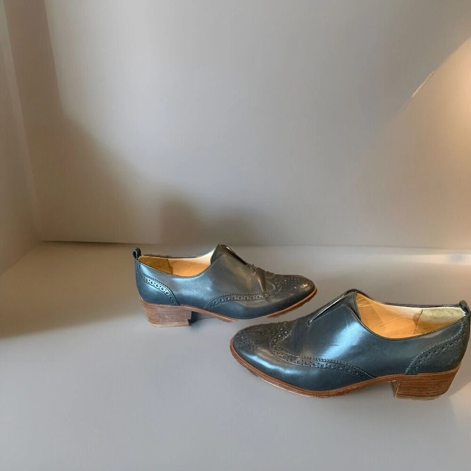 Zapatos Oxford J.Crew Azul Marino Sin Cordones Para Mujer Talla 6 Cuero Genuino Hechos en Italia Foto 4 de 4