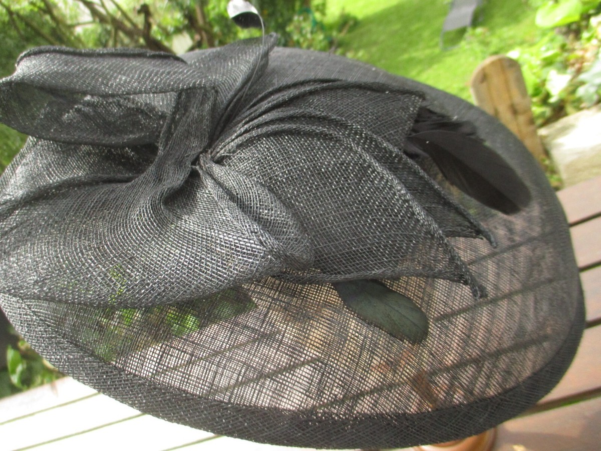 Capeline En Sisal Noir Transparente – Taille M, Parfaite Pour Mariage, Baptême, Soirée