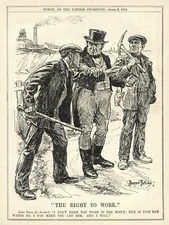 Rare 1912 "THE RIGHT TO WORK" CARTOON - British Punch Illustration - ANTI-LABOR