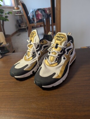 Nike Air Max 270 React White & Metallic Gold Sneakers Men's Size 12 CW7298-100
