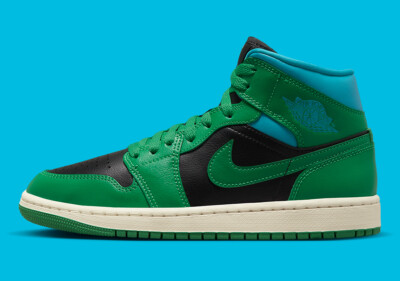 Air Jordan 1 Mid WMNS ブラック/ラッキーグリーン 28cm Women's Nike Air Jordan 1 Retro Mid Lucky Green Aquatone Black