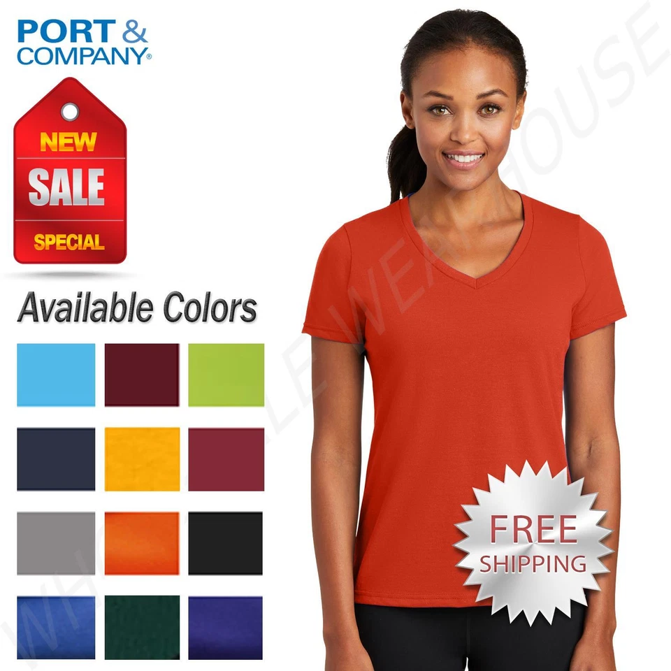 Port & Company Womens V-Neck Short Sleeve Performance 65/35 Blend Tee LPC381V