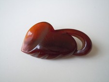 Bachelite Spilla Vintage Miele a Forma di Foglia Testato 13,3 G/5,6 X 3,0 CM