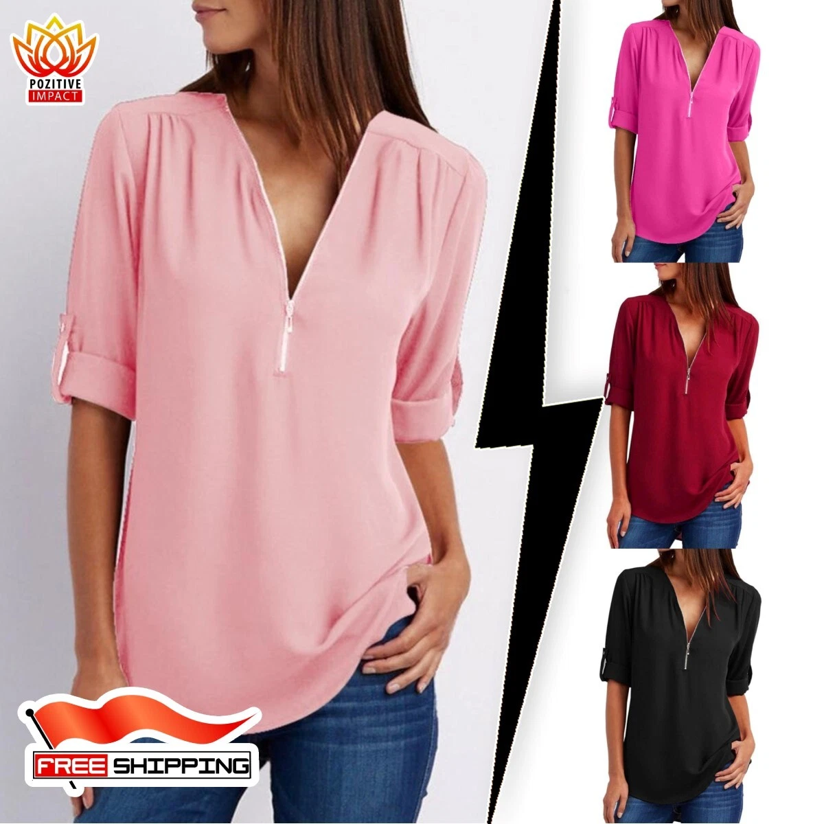 Camisas Con Cierre Blusas Damas Para Mujer Blusa De Vestir Moderna  Elegantes