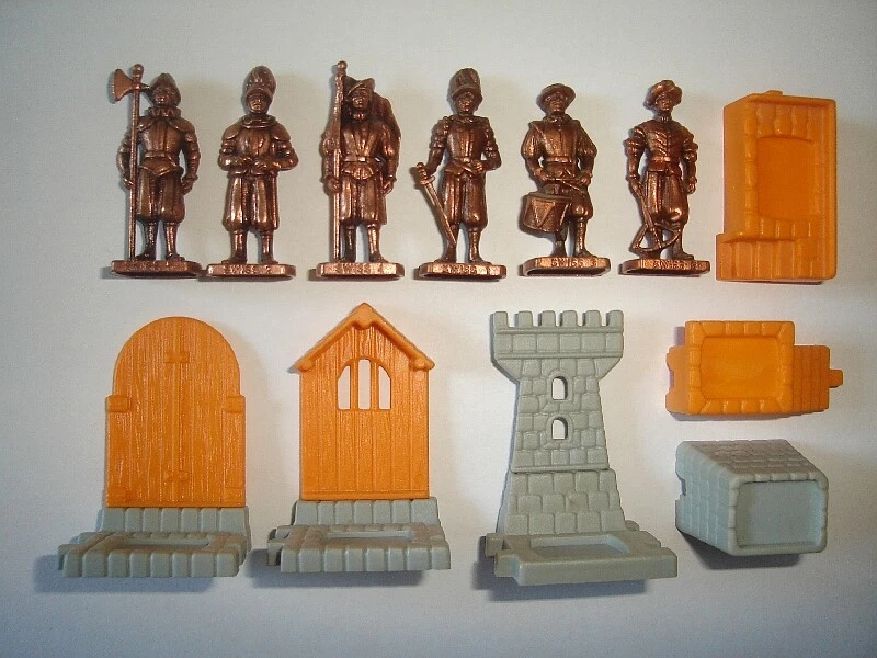 METAL FIGURINES SET - SWISS GUARD SOLDIERS COPPER - KINDER SURPRISE MINIATURES
