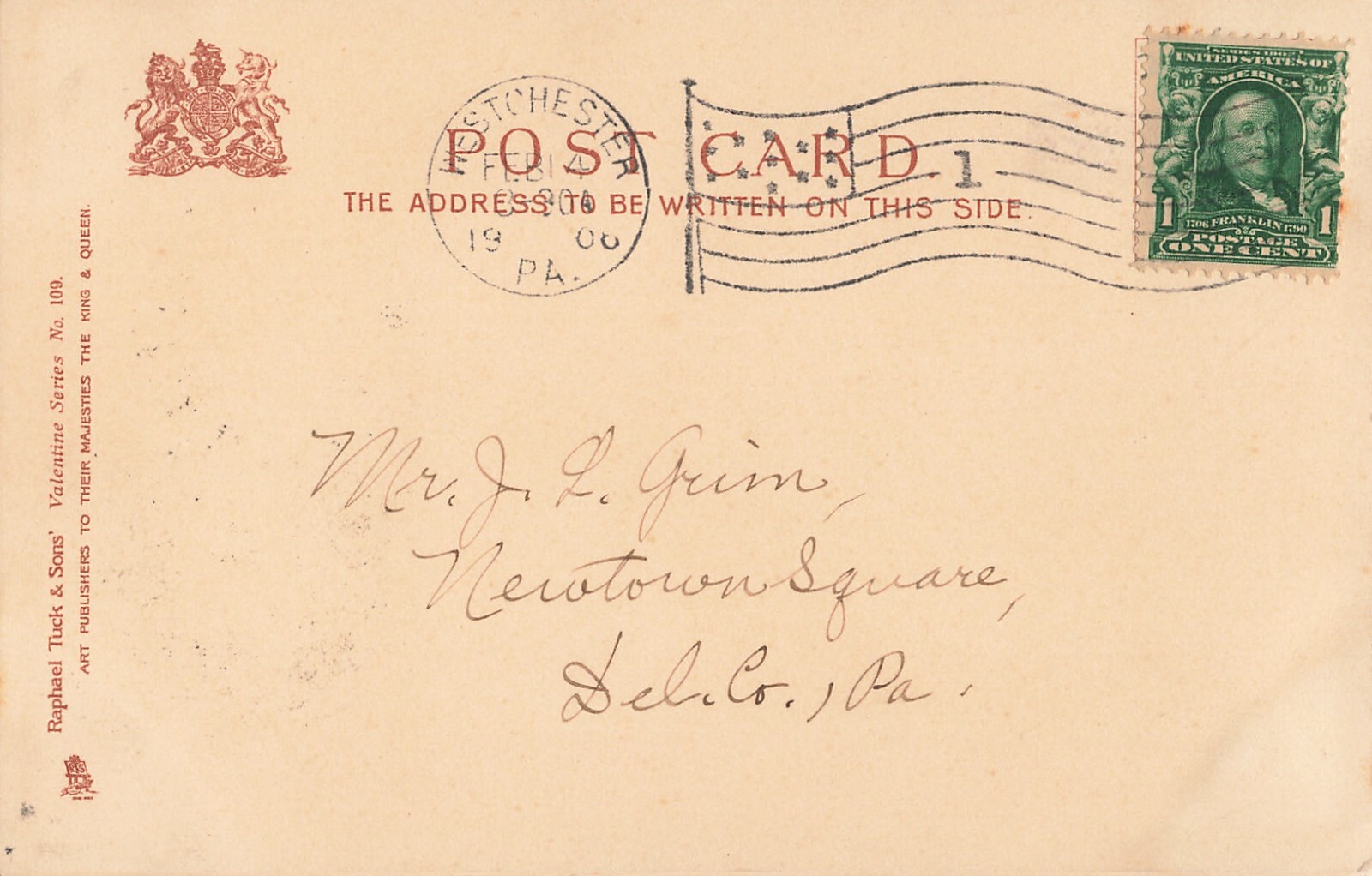 Antique Raphael Tuck Postcard Brundage Girl 1st Love Alice Valentine