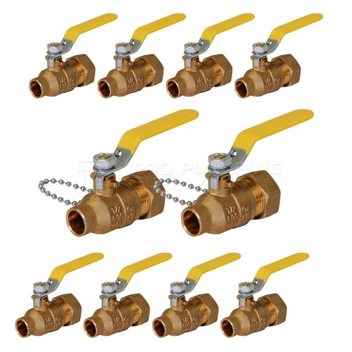 Midline Valve Brass Full Port Hose Ball Valve with Chain and Cap, Sweat x Hose