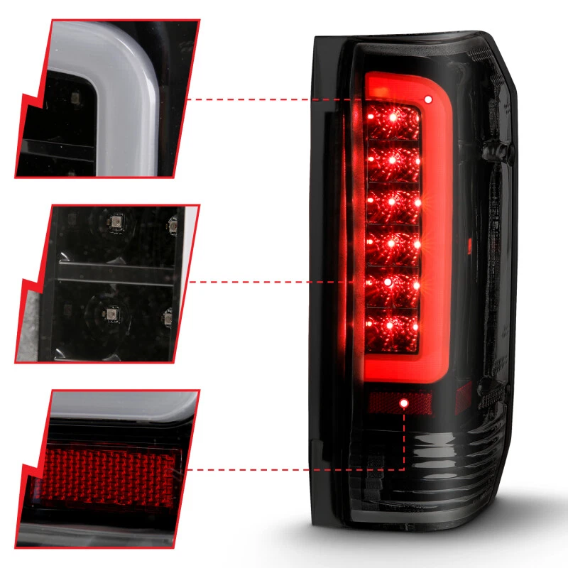 Luces traseras LED ANZO para Ford F-150 1987-1996 carcasa negra lente de humo (par) Foto 3 de 4