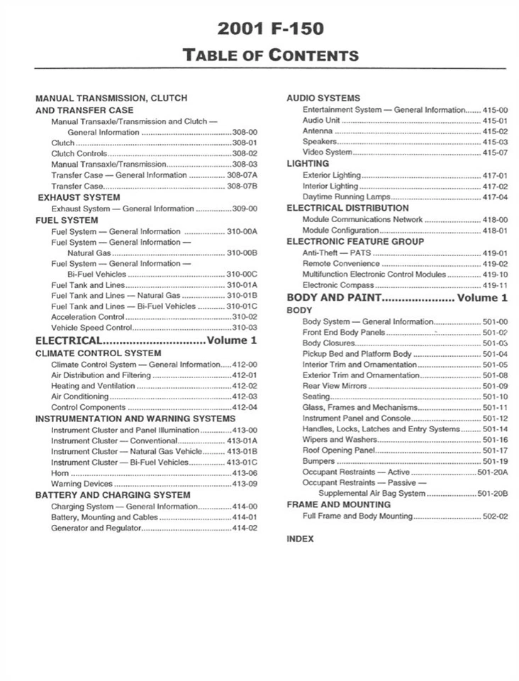 2001 年福特 F-150 卡车店维修手册发动机传动系统接线 — 第 3/4 张图片