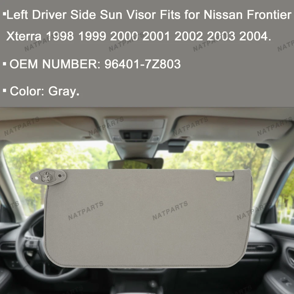 Left Driver Side Sun Visor Fits for Nissan Frontier Xterra 1998-2004 96401-7Z803 - Image 2 of 4