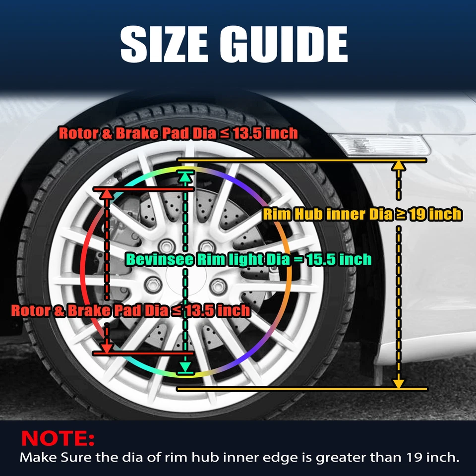 Anillos de rueda LED RGB de 15,5" luces de llanta Bluetooth para Cadillac ATS para CTS Escalade Foto 4 de 4