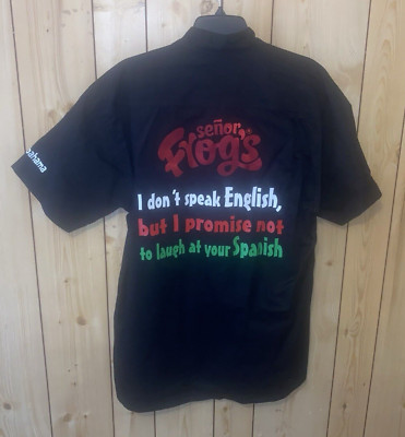 Senor Frogs Men's XXL Shirt Spanish Instructor Button Up Short Sleeve Black