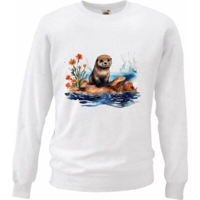Sweatshirt Sweater Otter Fischotter Otterfamilie Otter Baby Ozean Mittelm 404259