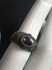 2208 Vintage sterlng Silver 925 Onyx dome scroll ring sz 7 4.2grams