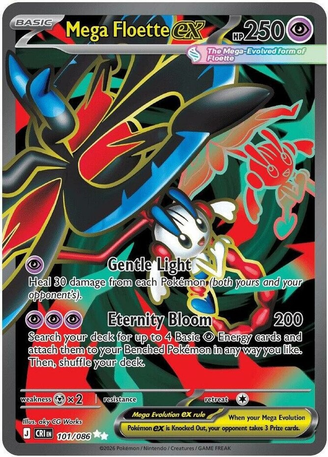 NM-Mint Mega Floette ex - 101/086 - Ultra Rare Pokemon Chaos Rising