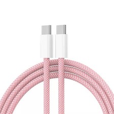 ONE NEW Braided C-TYPE-C PINK Charging Data SYNC Charger Cable Cord