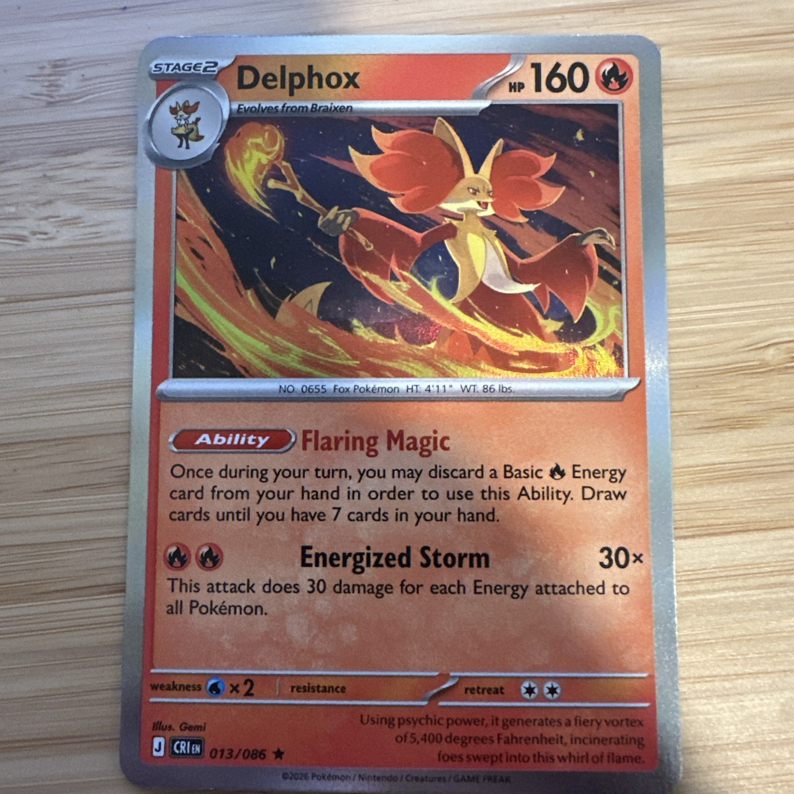 Delphox 013/086 Holo Rare Deck Exclusives Pokemon Near Mint