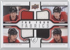 2009 Upper Deck Fab Four Fabrics Jason Spezza Daniel Alfredsson Alex Kovalev 0a1