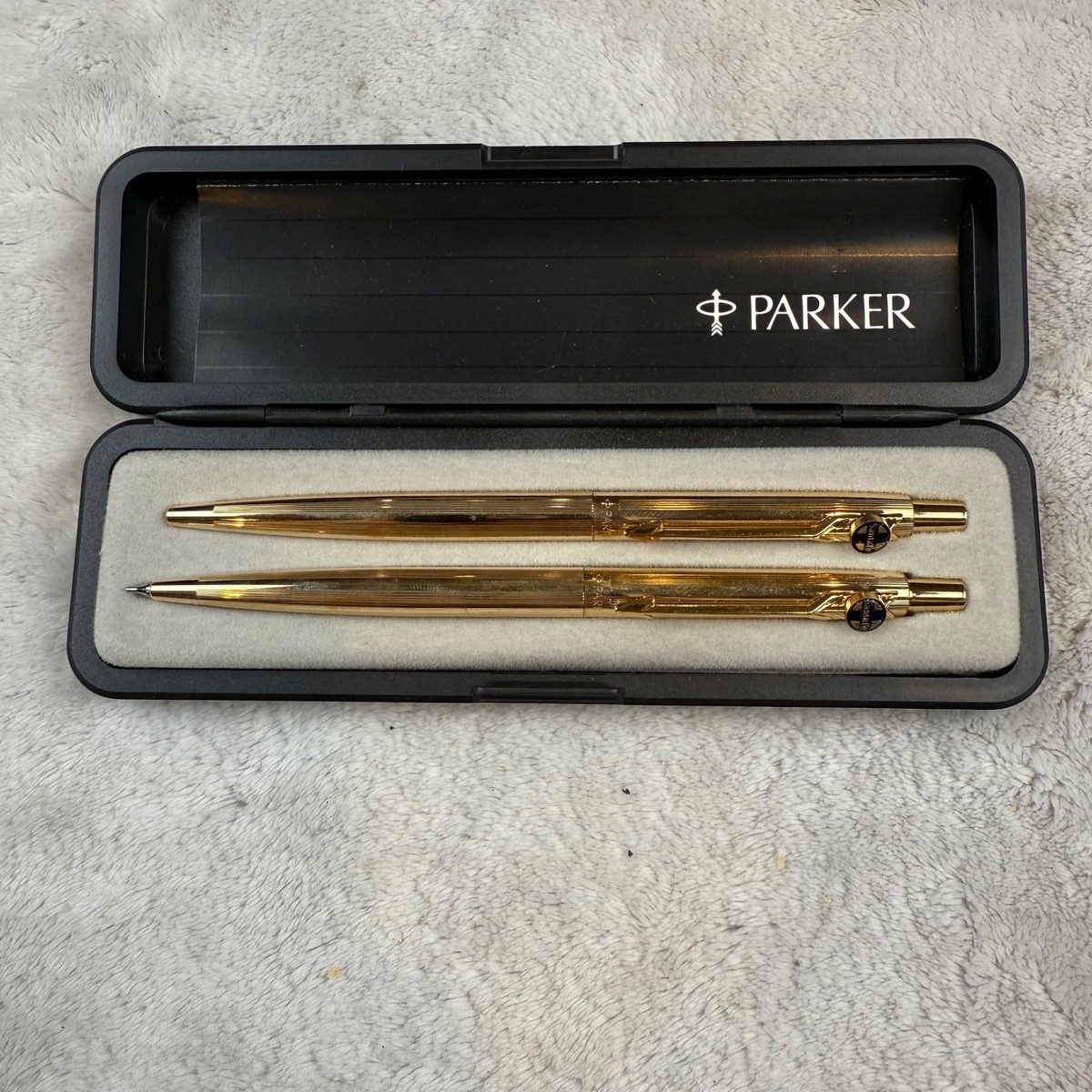 Parker61 2本セットポールペンシャープペンシル金張り 12K Parker Insignia 12K Gold Filled Pen Pencil Set Santa Fe Railway