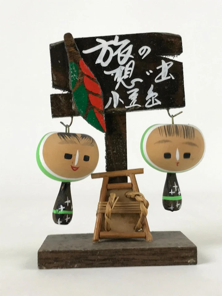 Muñecas Kokeshi japonesas de madera colgantes oscilantes de colección arte popular decoración verde KF672 Foto 2 de 4