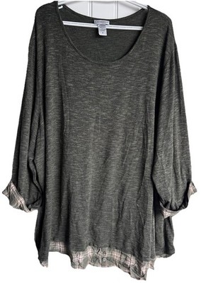 Catherines Heathered Green  Long Sleeve Size 4X Comfort Cozy  Mature Comfort